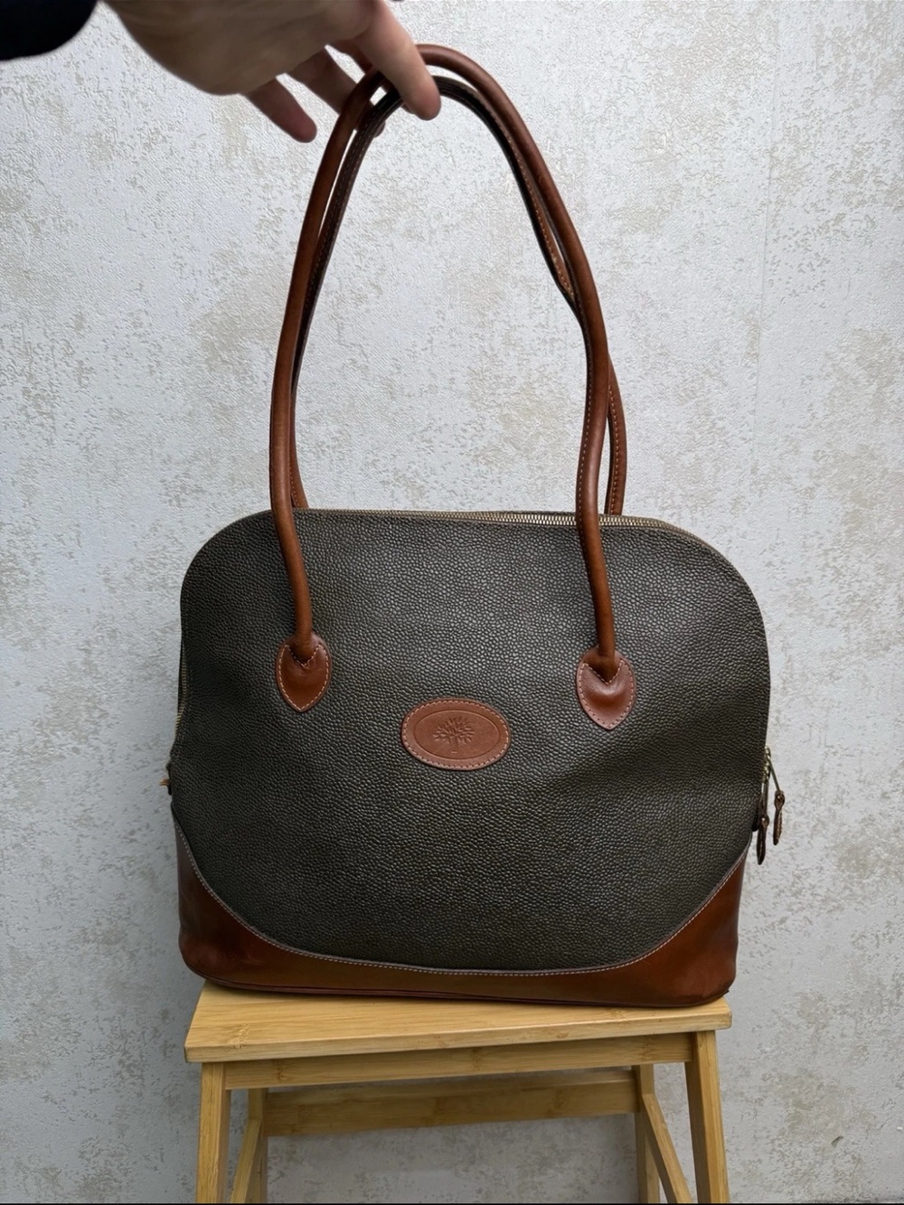 Mulberry Olive Green and Brown Leather Tote